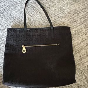 Michael Kors black on black fabric tote EUC